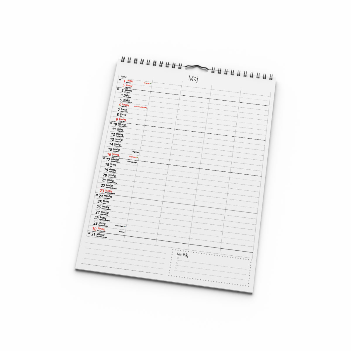 Family planner A4 4 kolumner 2027 uppslag