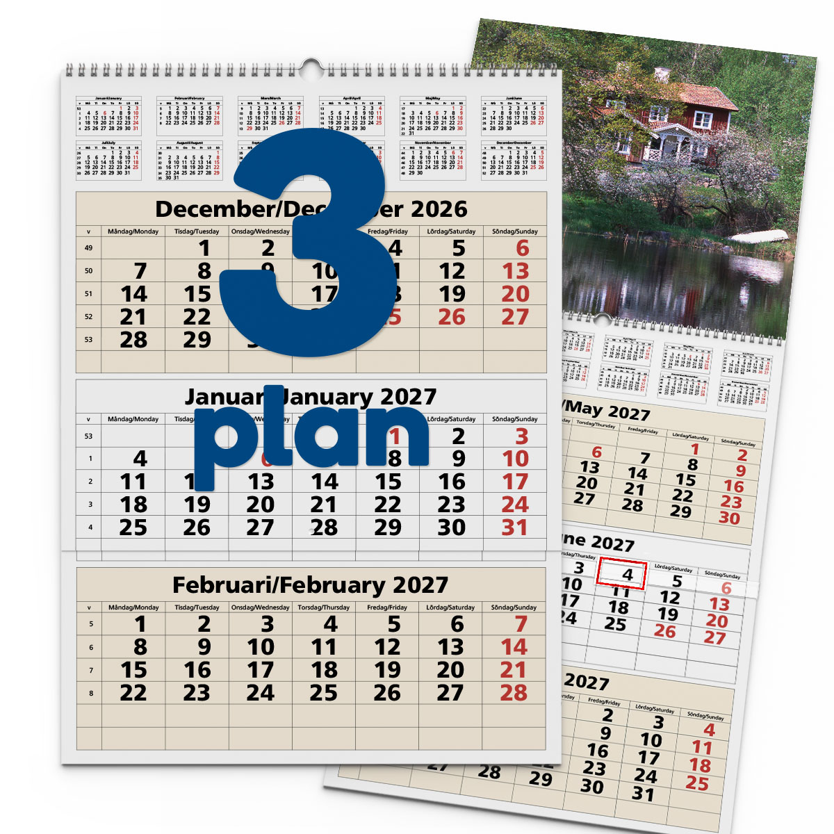 Väggkalender 3-plan 2027 2
