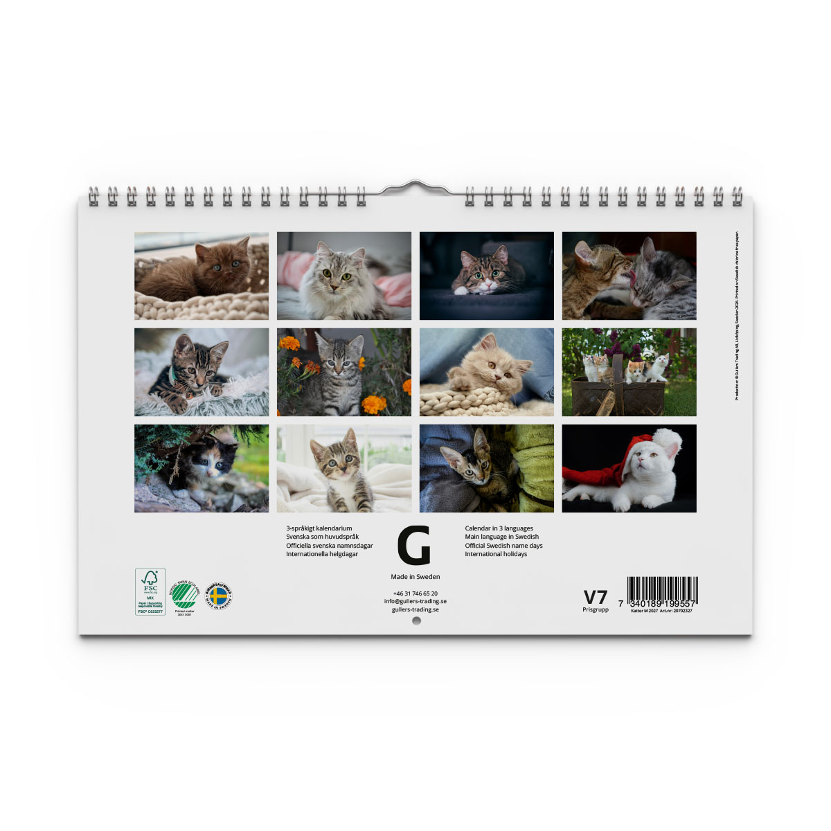 Väggkalender Katter Medium 2027 baksida