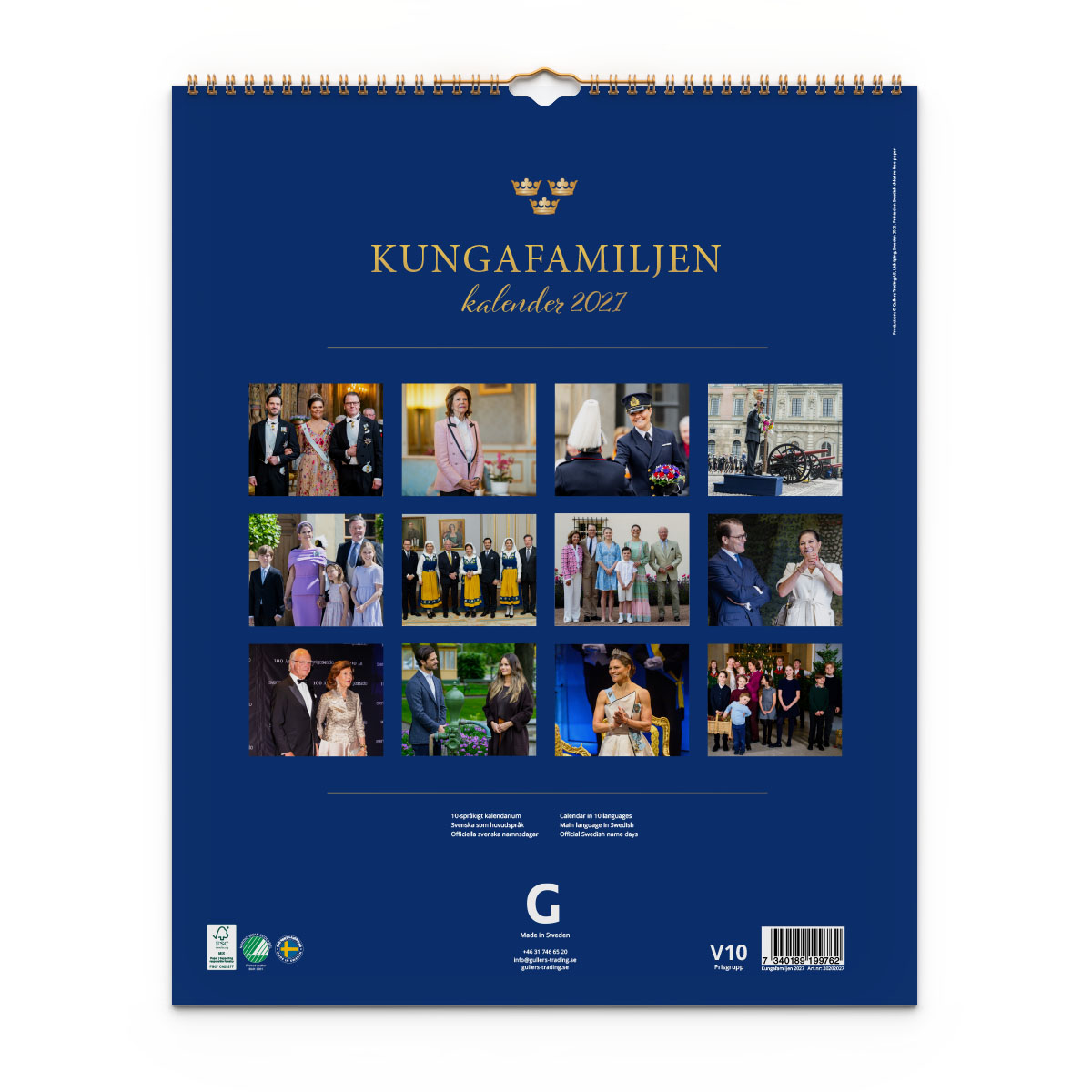 Väggkalender Kungafamiljen 2027 baksida