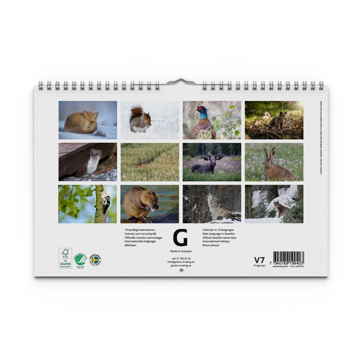 Väggkalender Levande Skog 2027 baksida