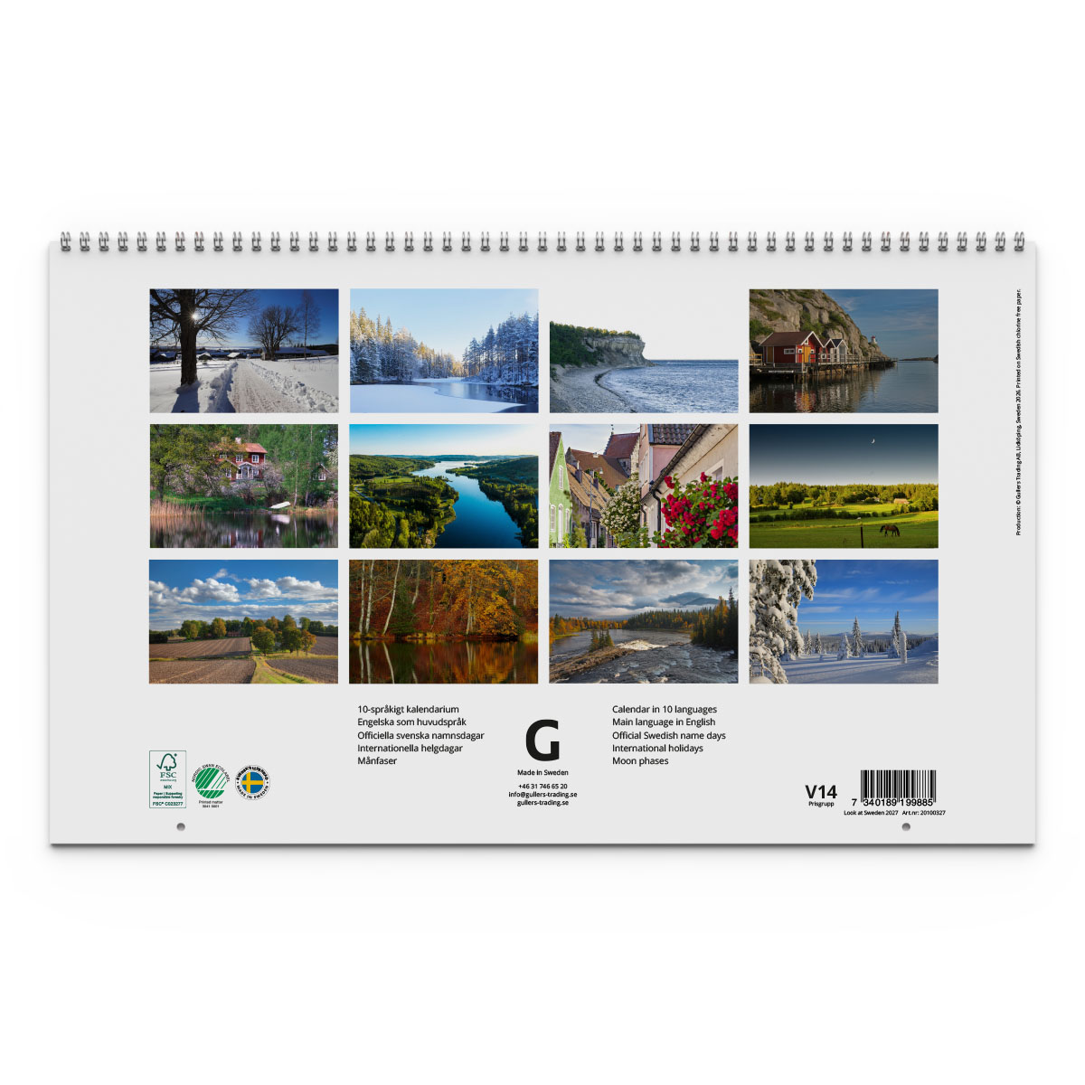 Väggkalender Look at Sweden Panorama 2027 baksida