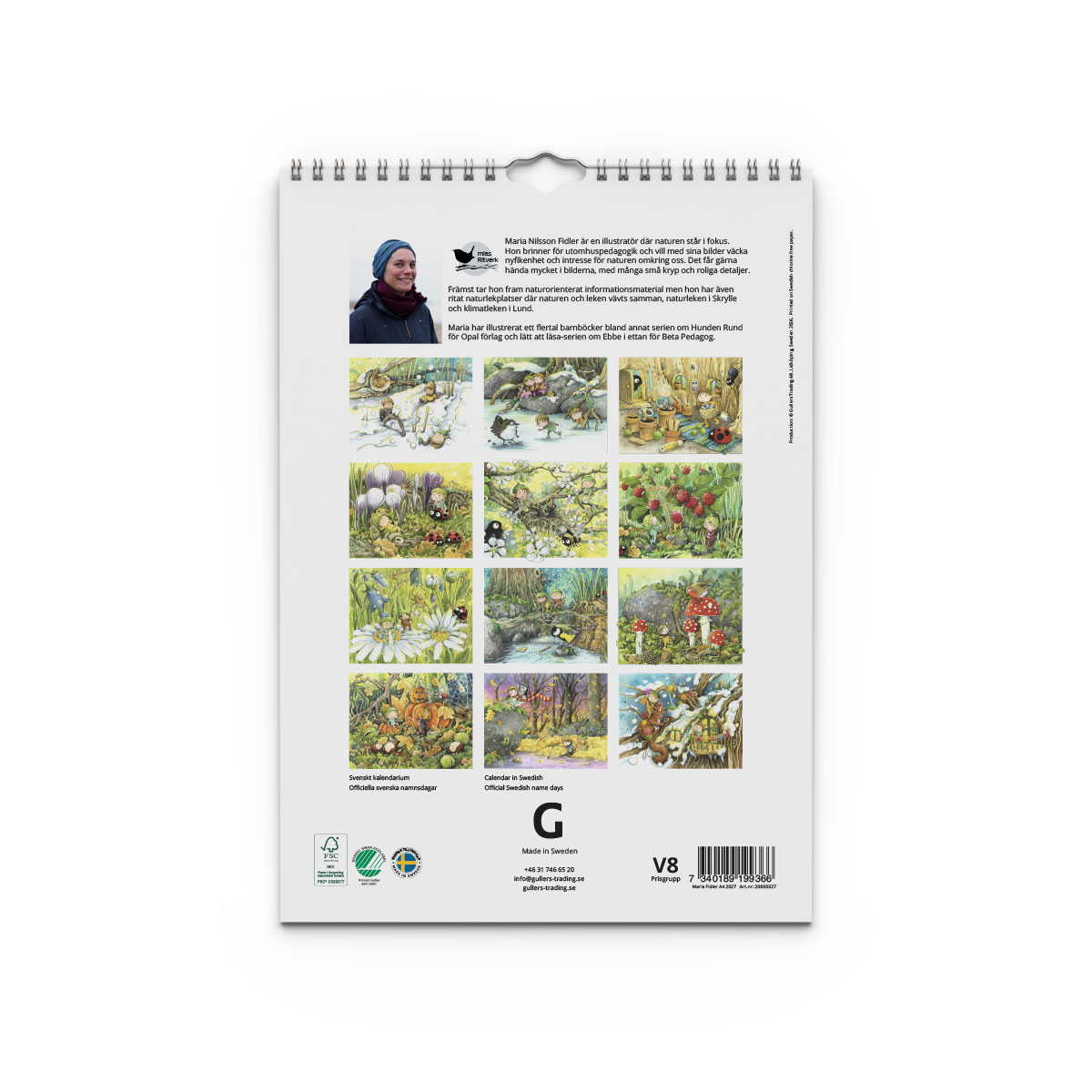 Väggkalender Maria Fidler 2027 baksida