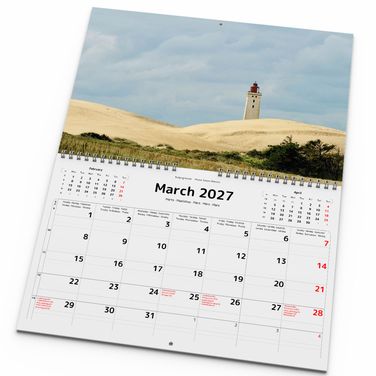 Väggkalender Scandinavia 2027 uppslag