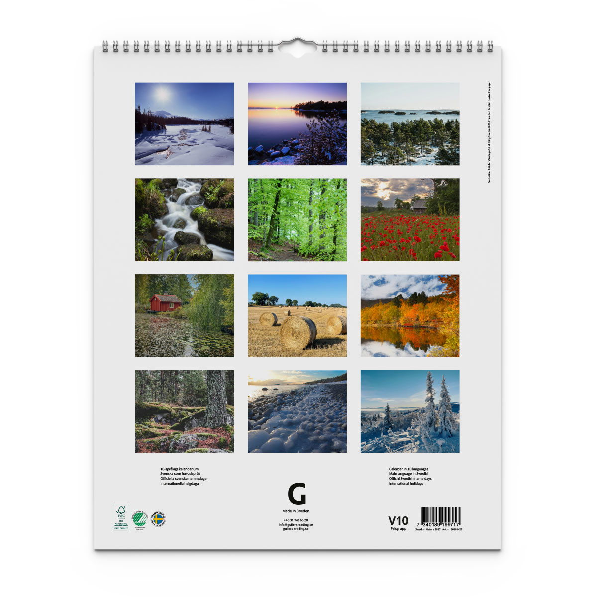 Väggkalender Swedish Nature 2027 baksida