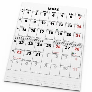 Väggkalender Tydlig 2027 uppslag