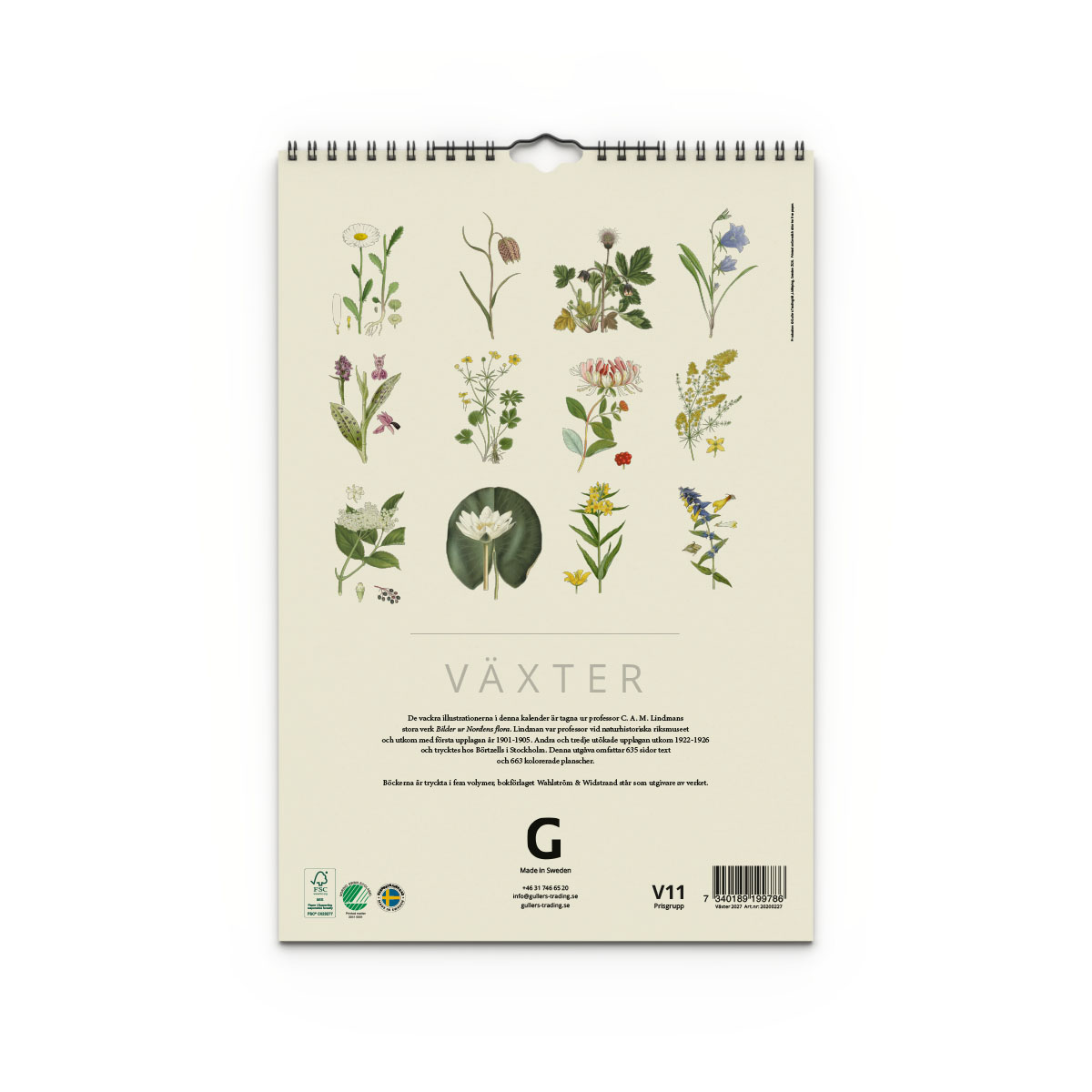 Väggkalender Växter 2027 baksida