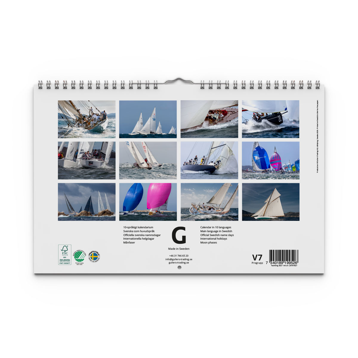 Väggkalender Yachting 2027 baksida