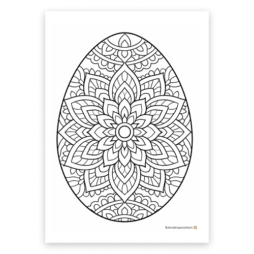 Gratis Målarbild Ägg Mandala Förhandsvisning av målarbild. Ett ägg med mandalamönster.