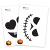 Mall för pumpamönster med två olika Halloweenmotiv -utskrivbara schabloner för pumpaskärning.