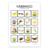 Vårbingo - bingobricka med 16 rutor. Rutorna visar vårtecken.
