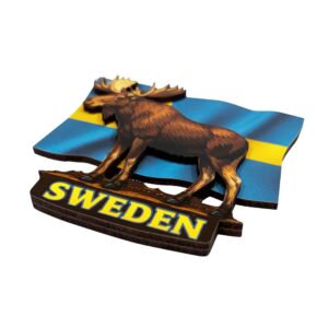 Magnet Trä Älg Sweden