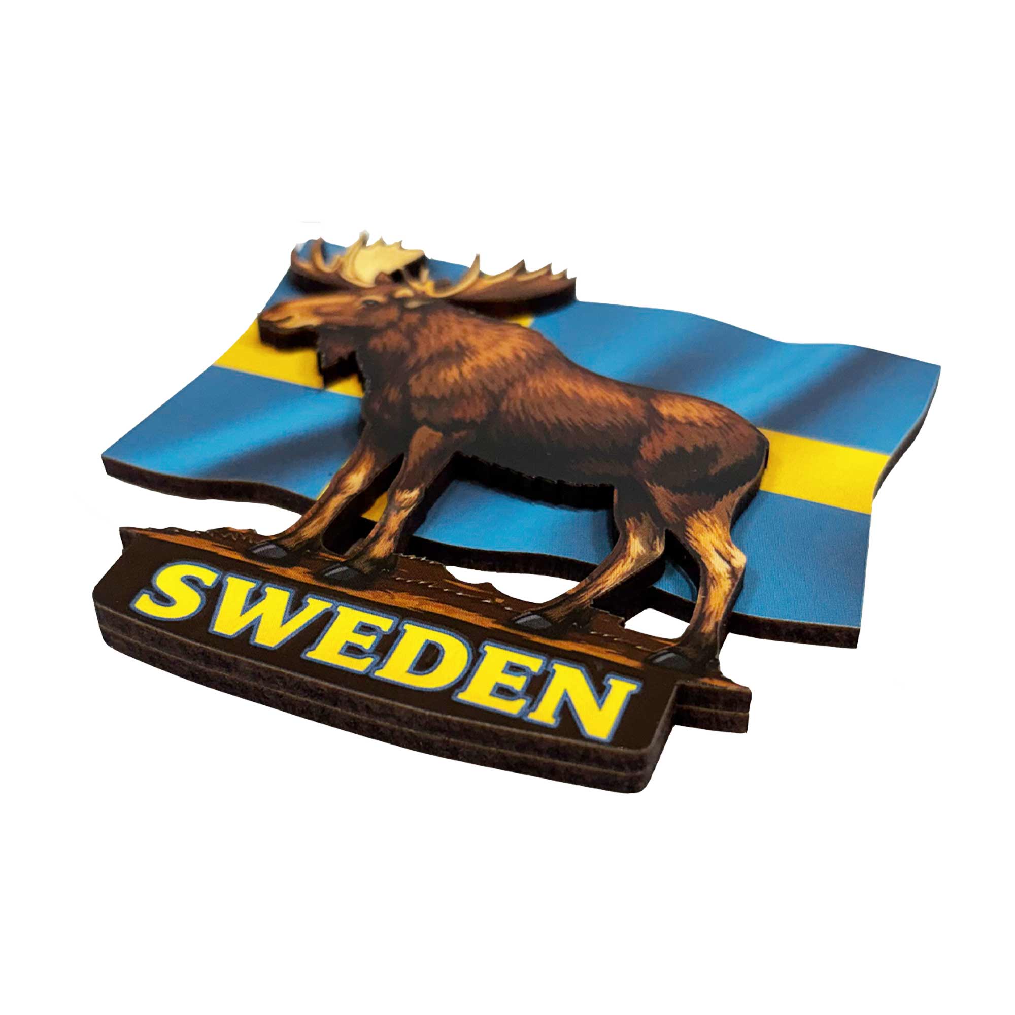 Magnet Trä Älg Sweden