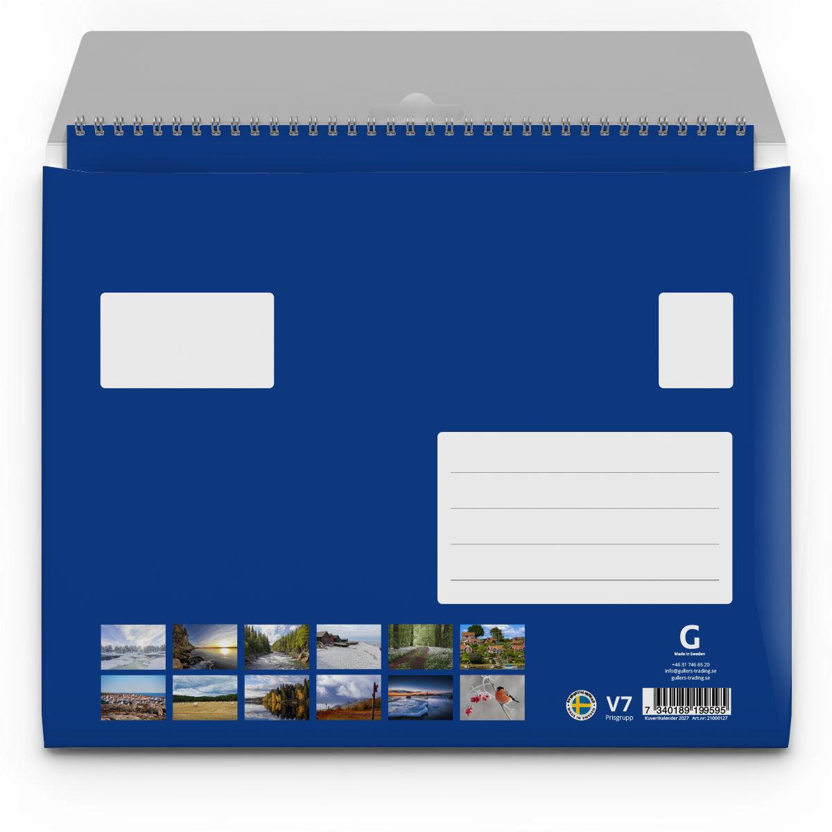 Väggkalender Sverige med kuvert 2027 Kalender och kuvert baksida