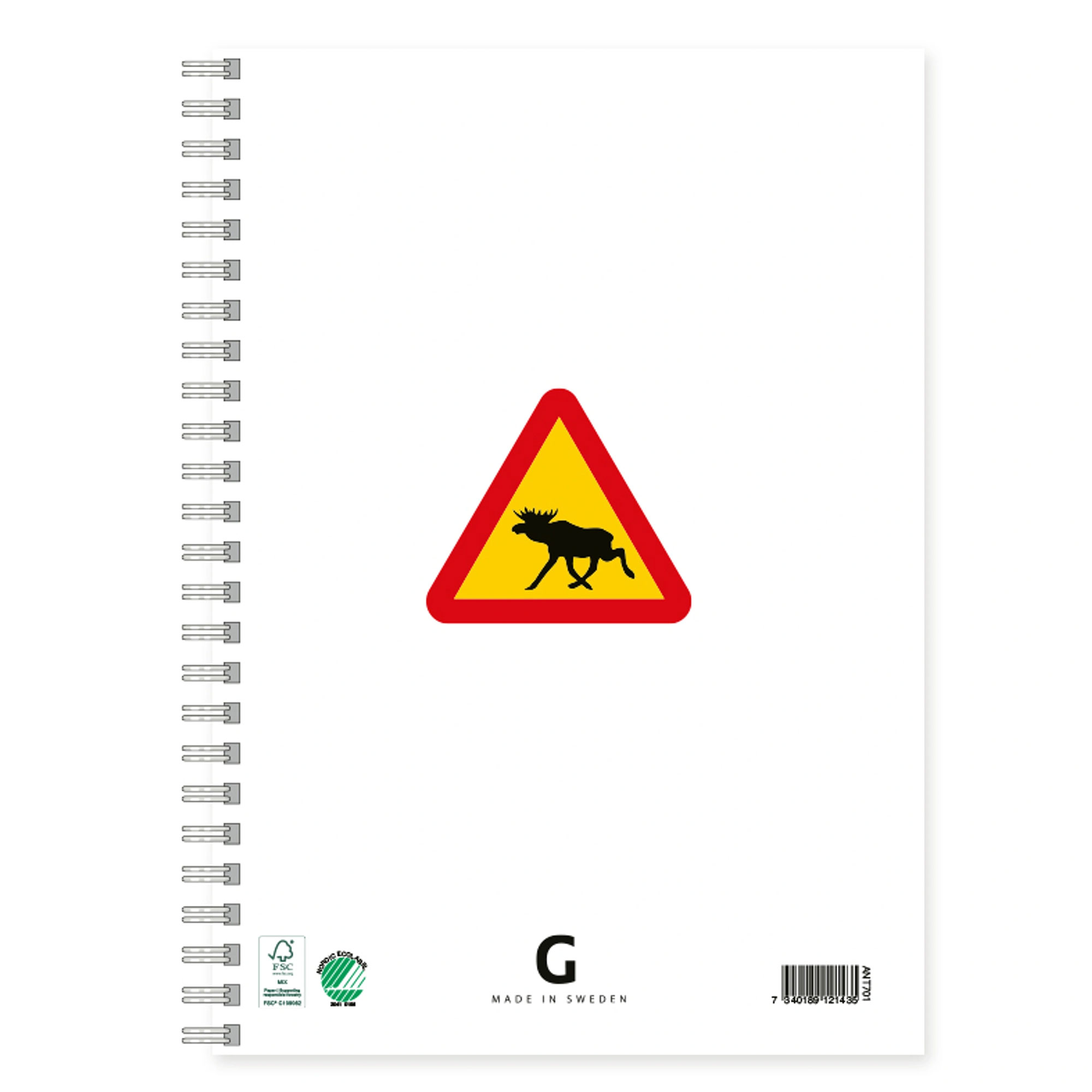 Anteckningsbok Älg Varning A5 Baksida