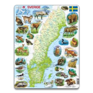 Rampussel Sverigekarta med svenska djur 71 bitar