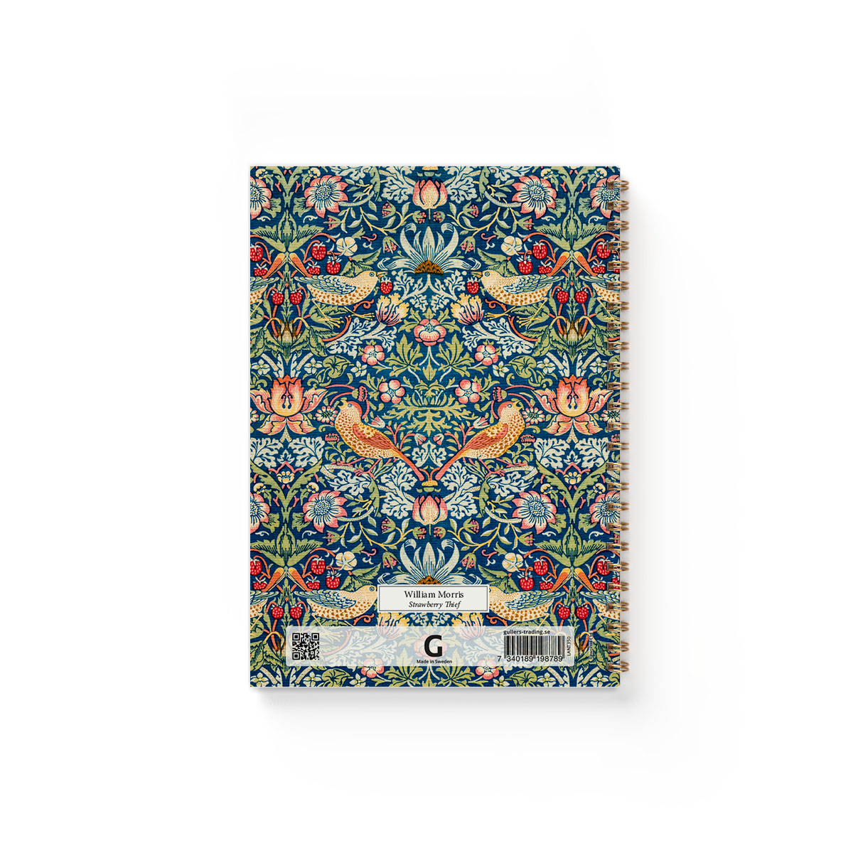 Anteckningsbok William Morris Strawberry Thief baksida