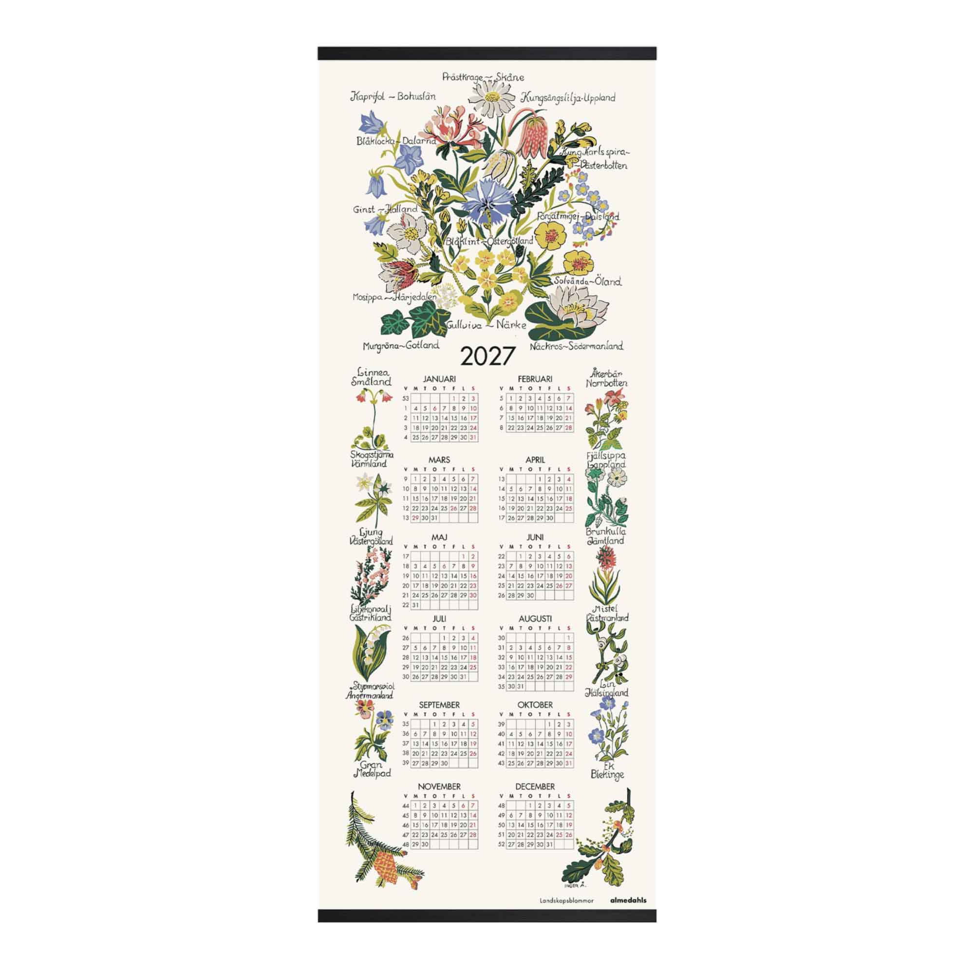 Tygkalender Landskapsblommor 2027 Almedahls Tygkalender Landskapsblommor 2027 Almedahls