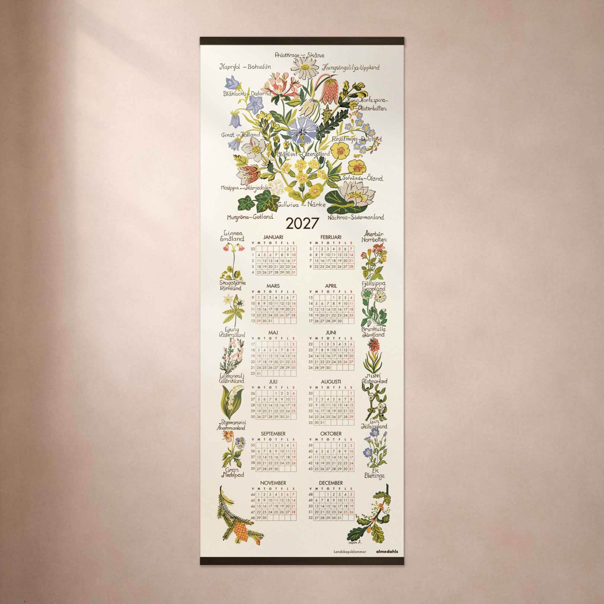 Tygkalender Landskapsblommor 2027 Almedahls