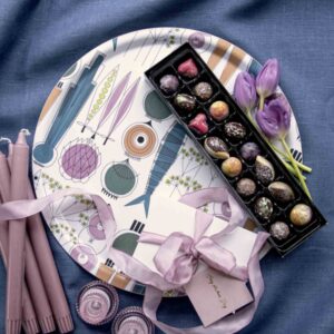 Rund bricka Picknick Blårosa 38 cm Almedahls