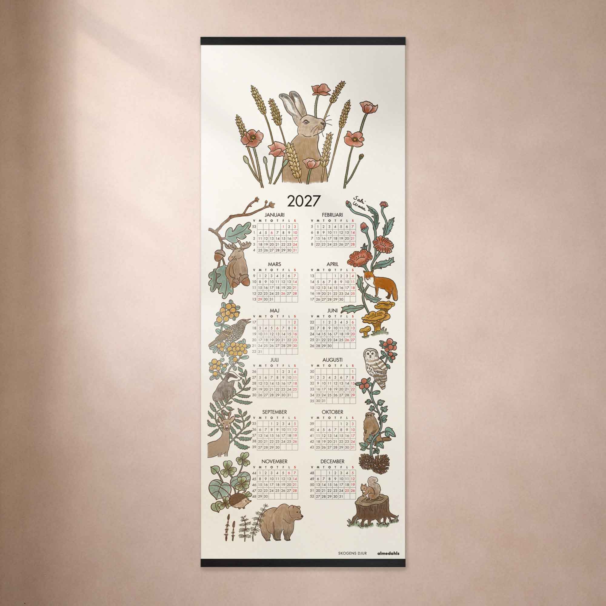 Tygkalender Skogens djur 2027 Almedahls