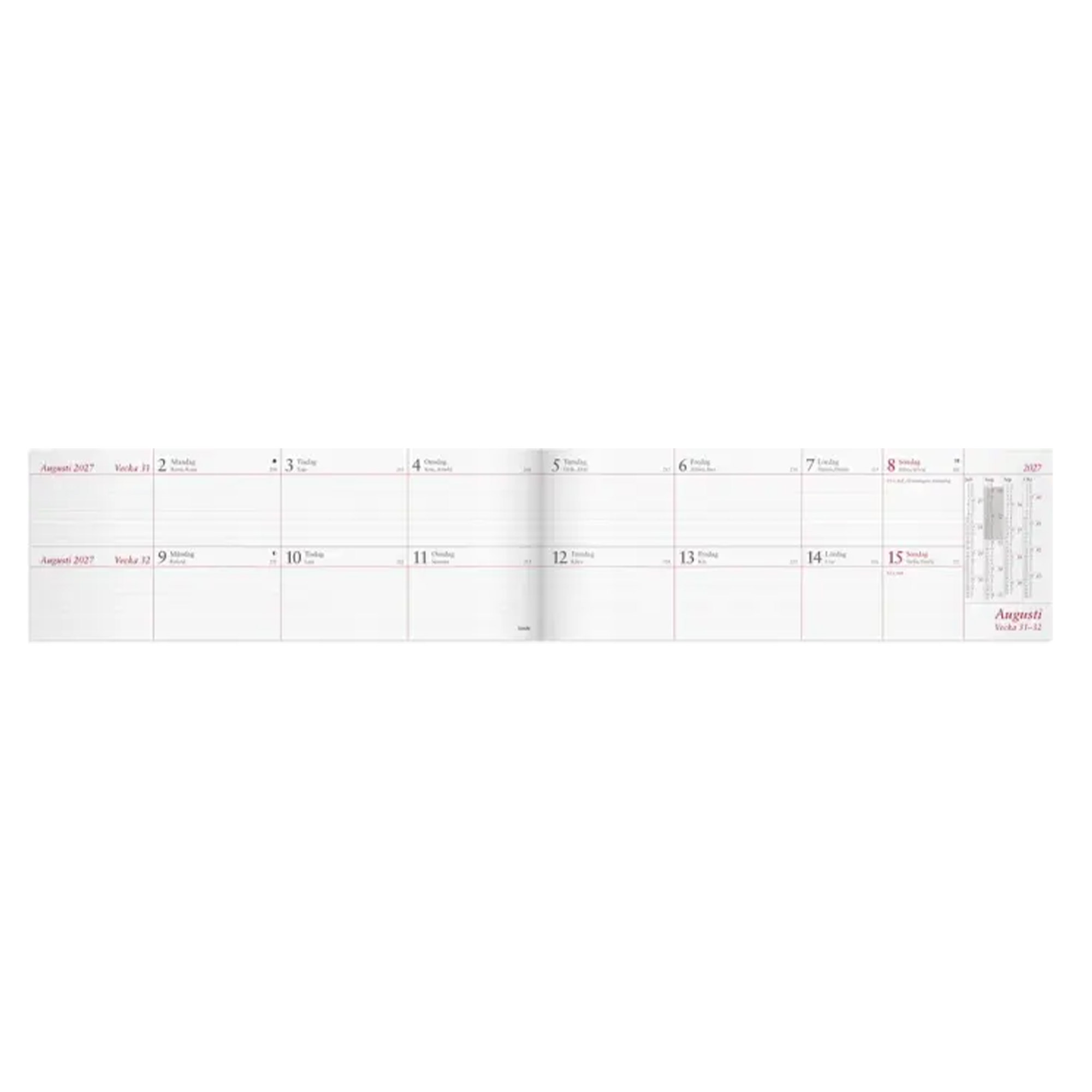 Kalender 2027 Tvåveckors Plankalender