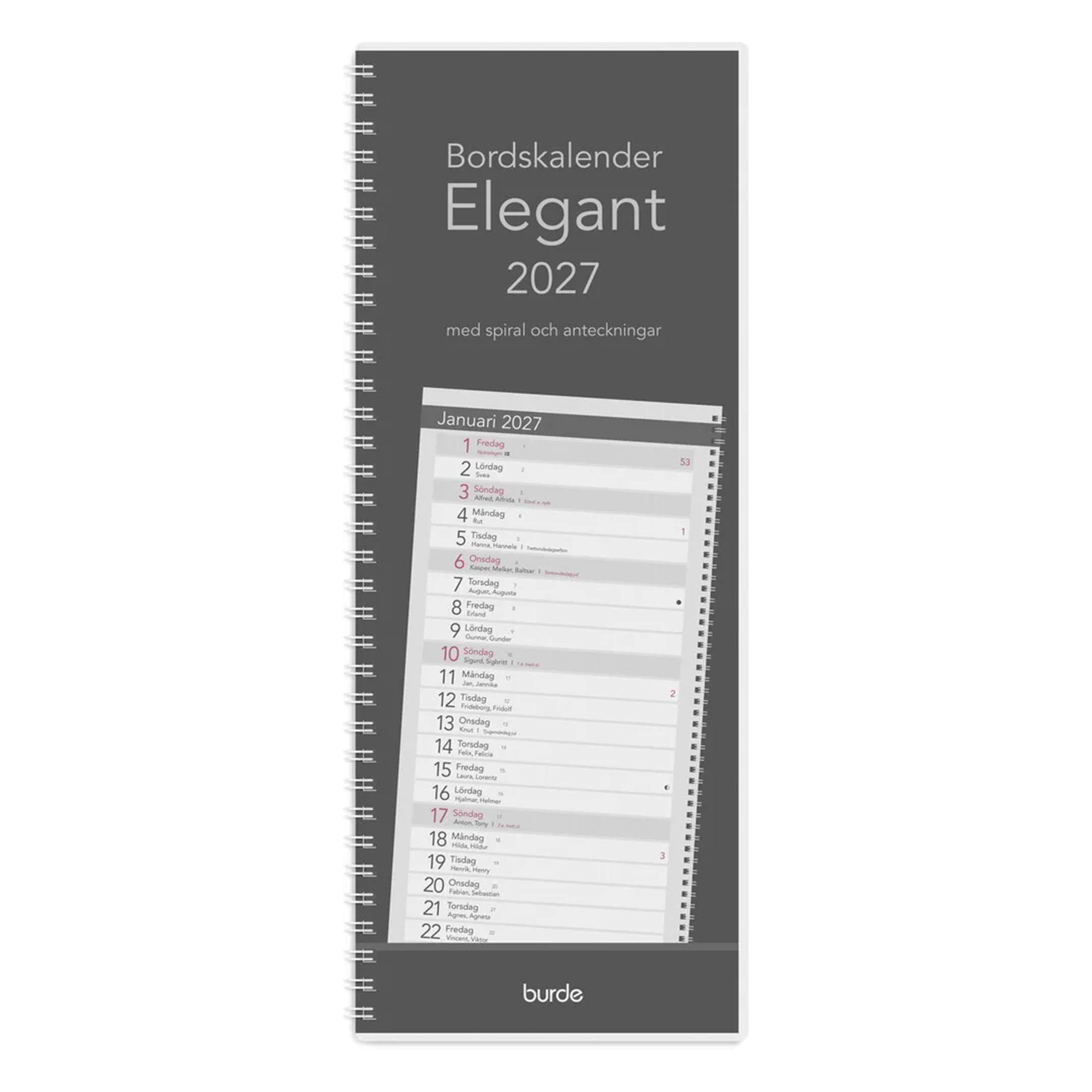 Bordskalender Elegant med spiral 2027
