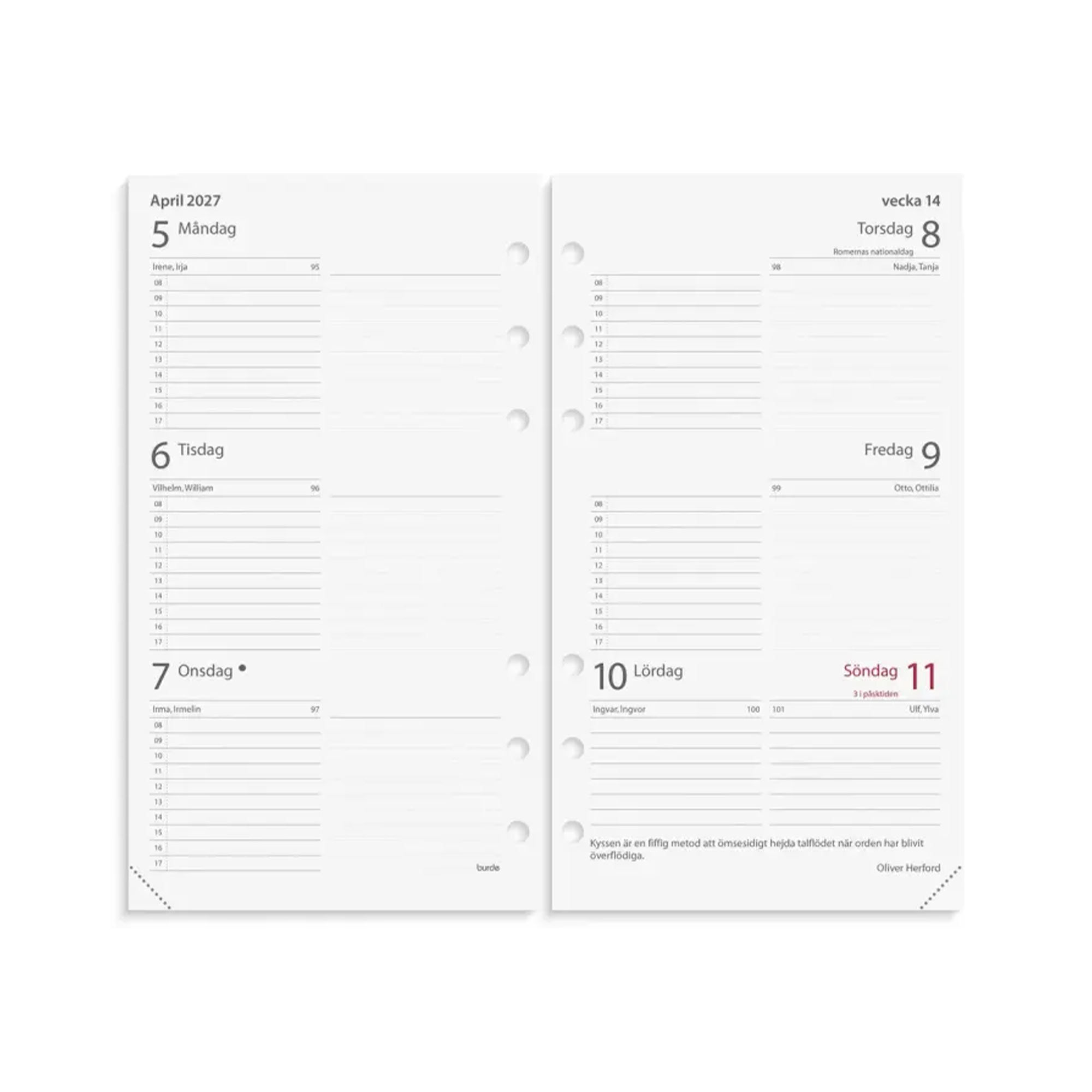 Burde Regent Systemkalender svart konstläder 2027