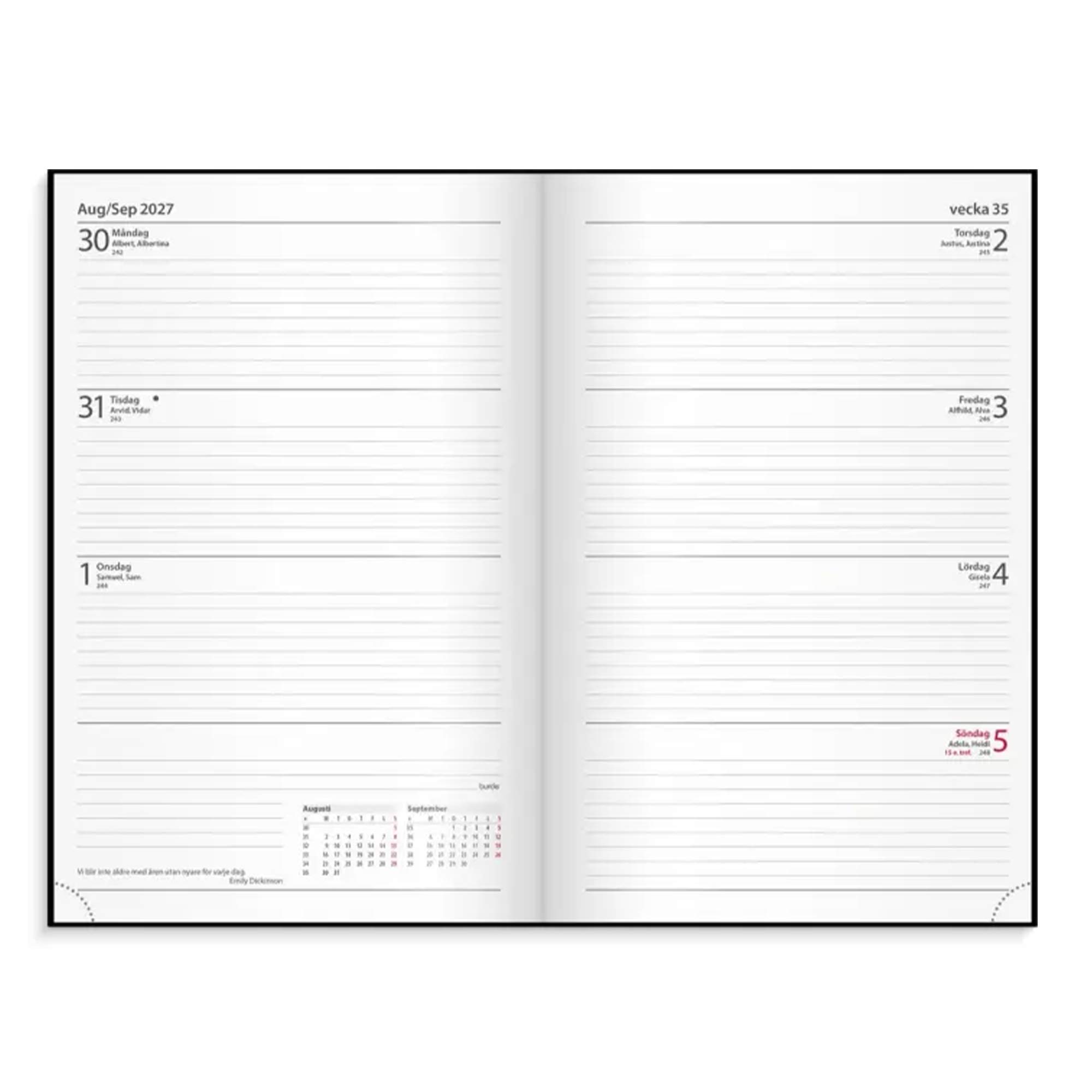 Dagbokskalender svart 2027