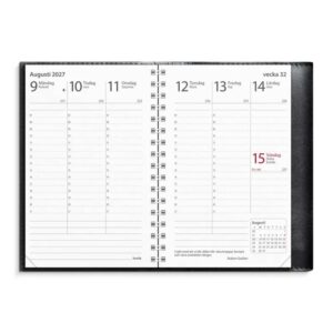 Fickkalender Prestige de Luxe svart skinn 2027
