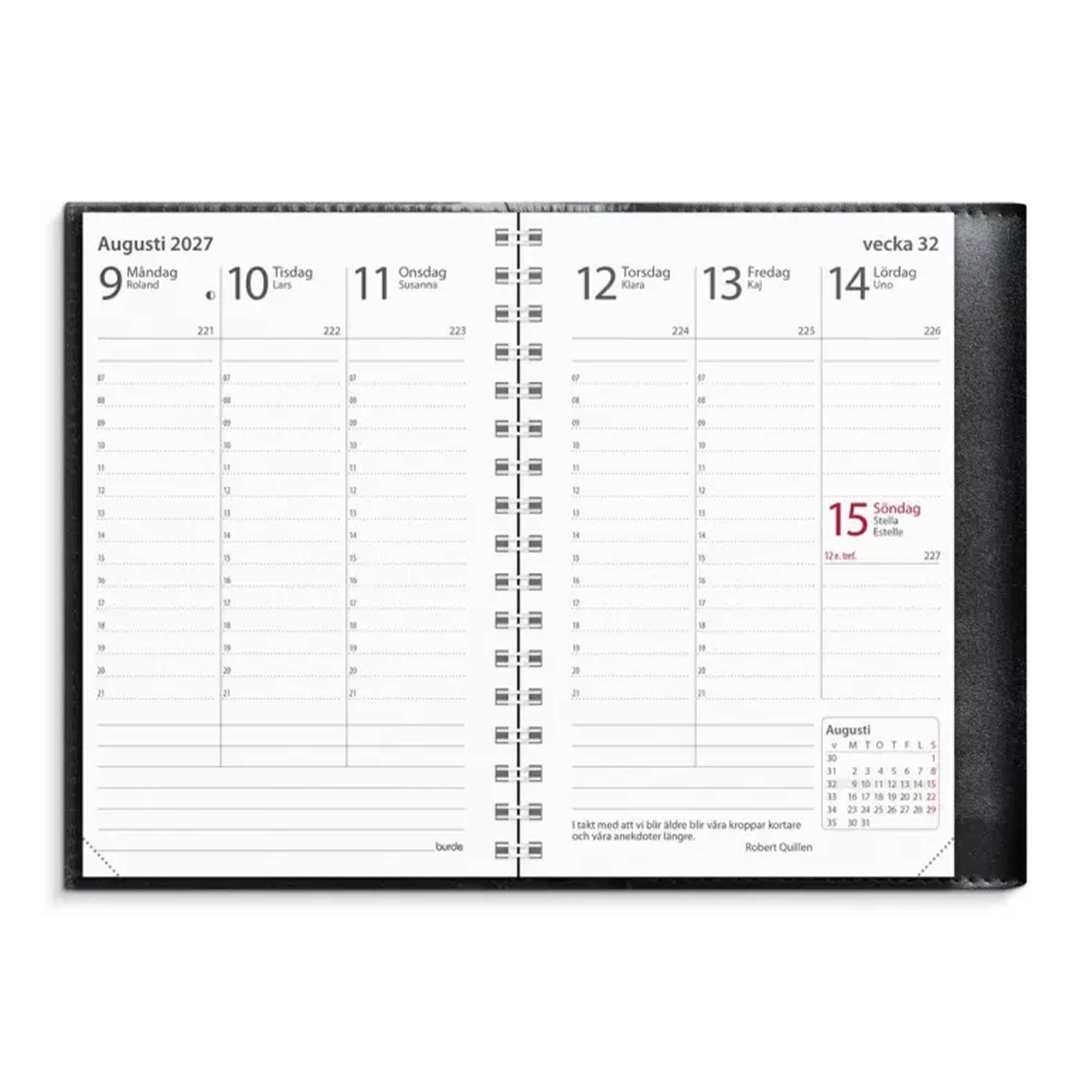 Fickkalender Prestige de Luxe svart skinn 2027