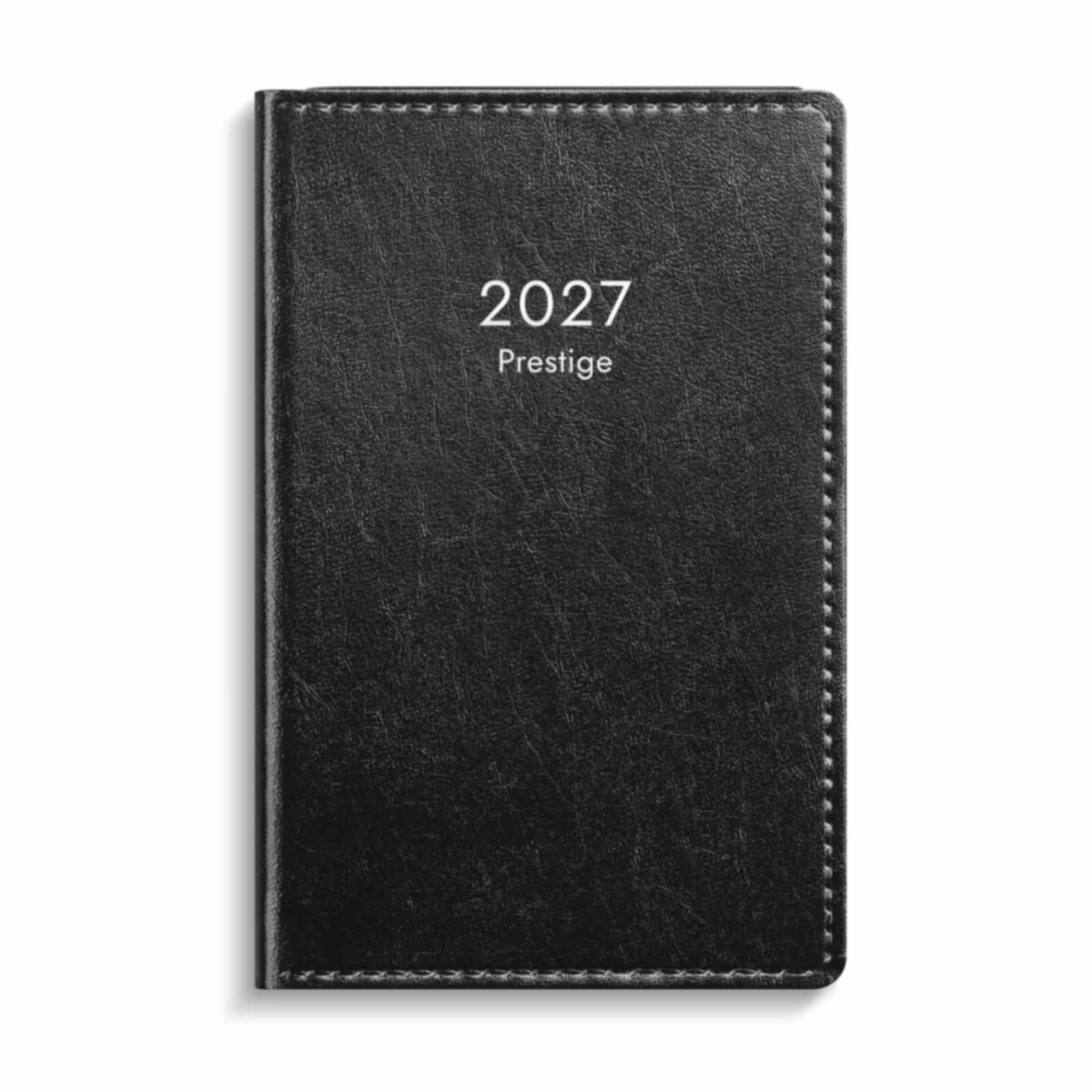Fickkalender Prestige svart konstläder inbunden 2027