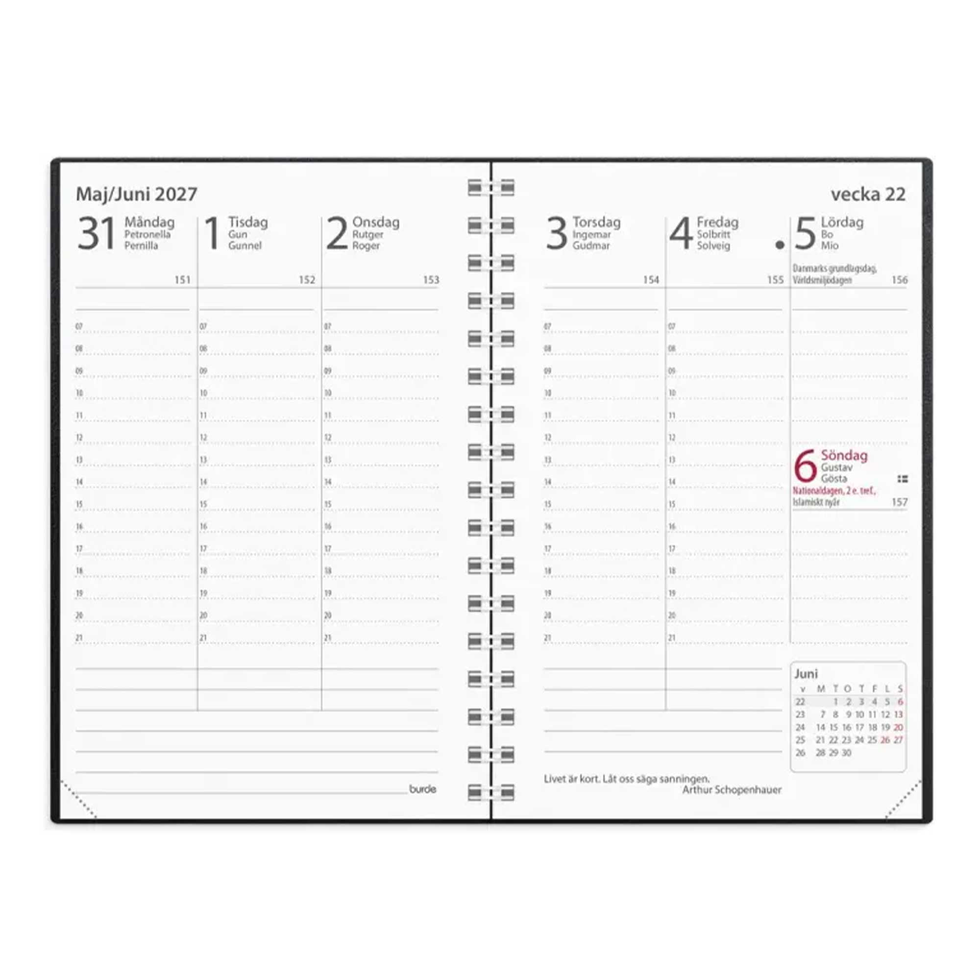 Fickkalender Prestige svart plast 2027