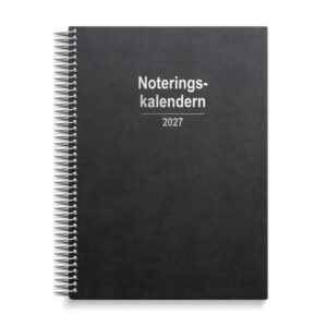 Kalender 2027 Noteringskalendern svart konstläder