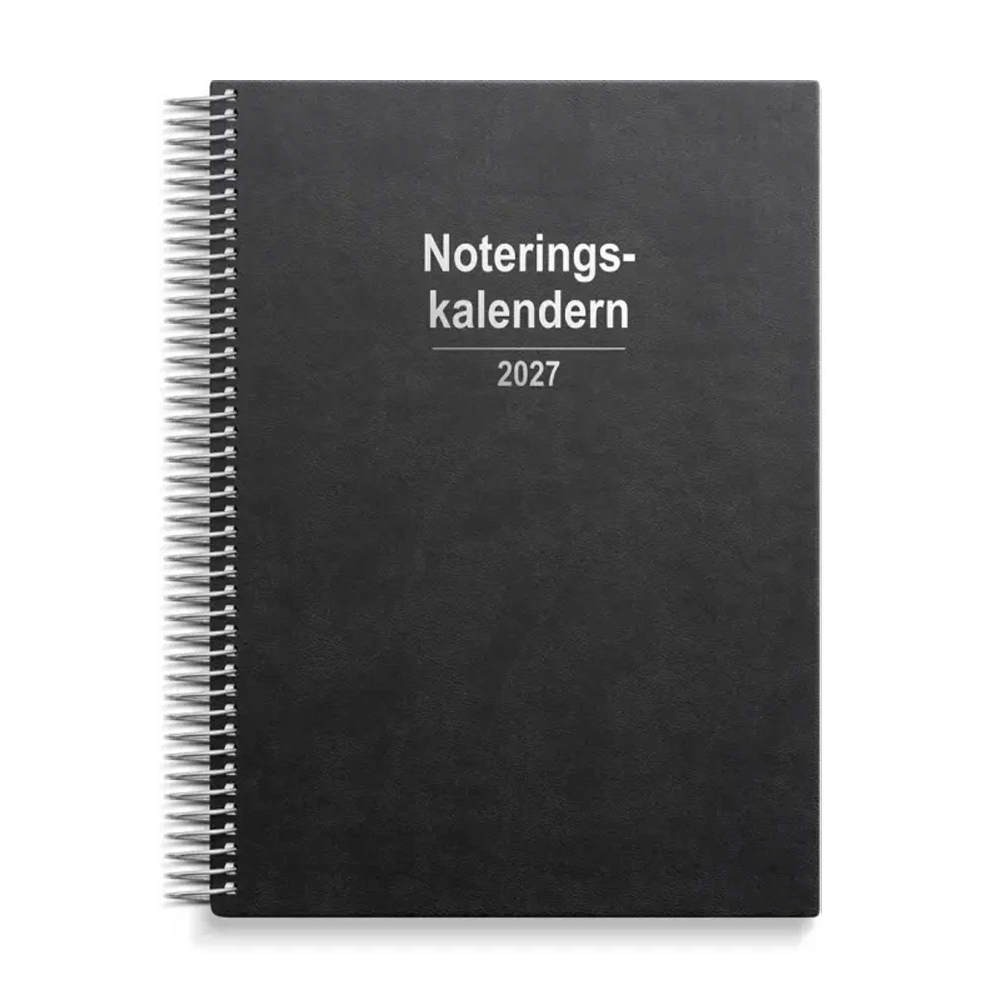 Kalender 2027 Noteringskalendern svart konstläder