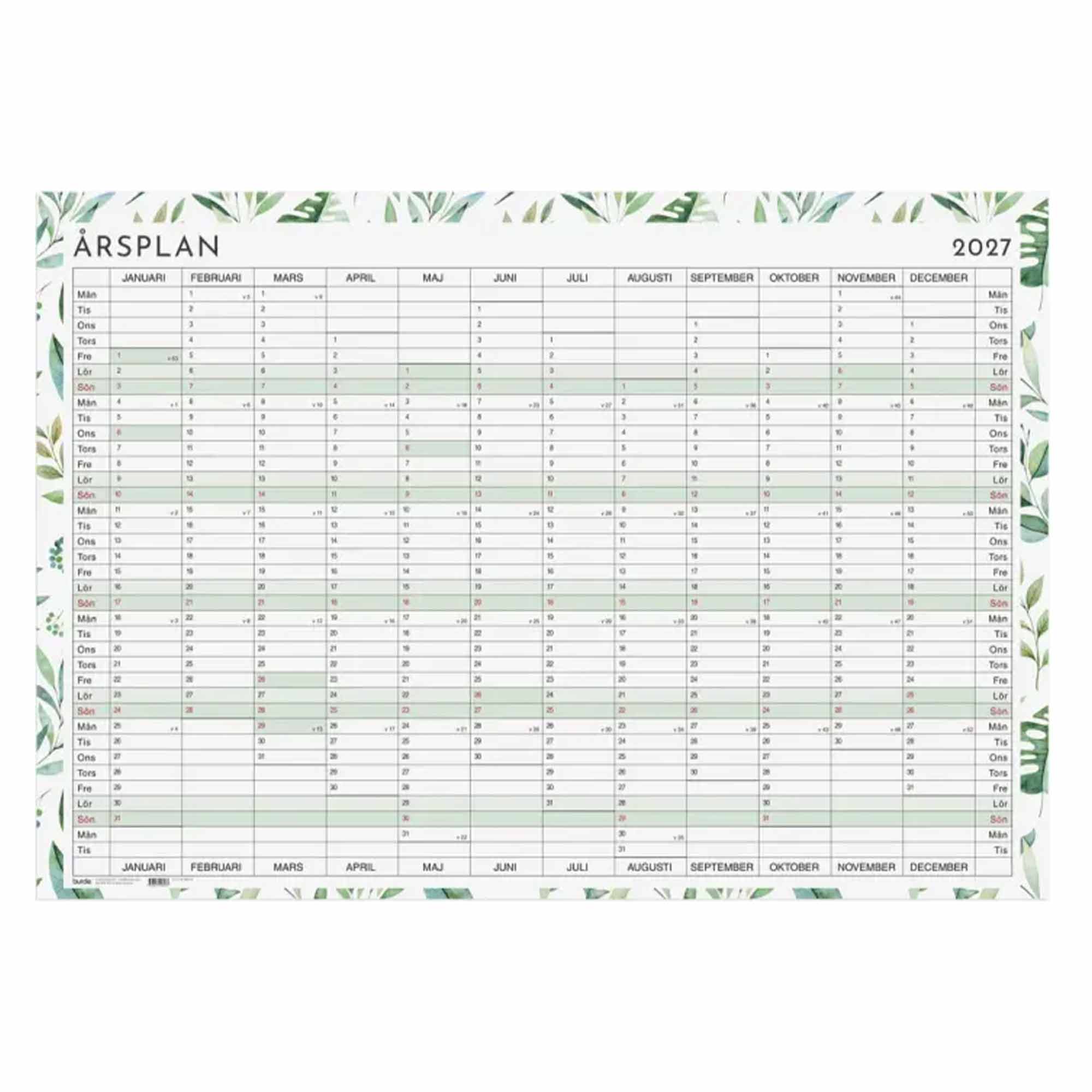 Kalender Årsplanering whiteboard 2027