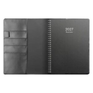 Kalender Business svart konstläder med slejf 2027