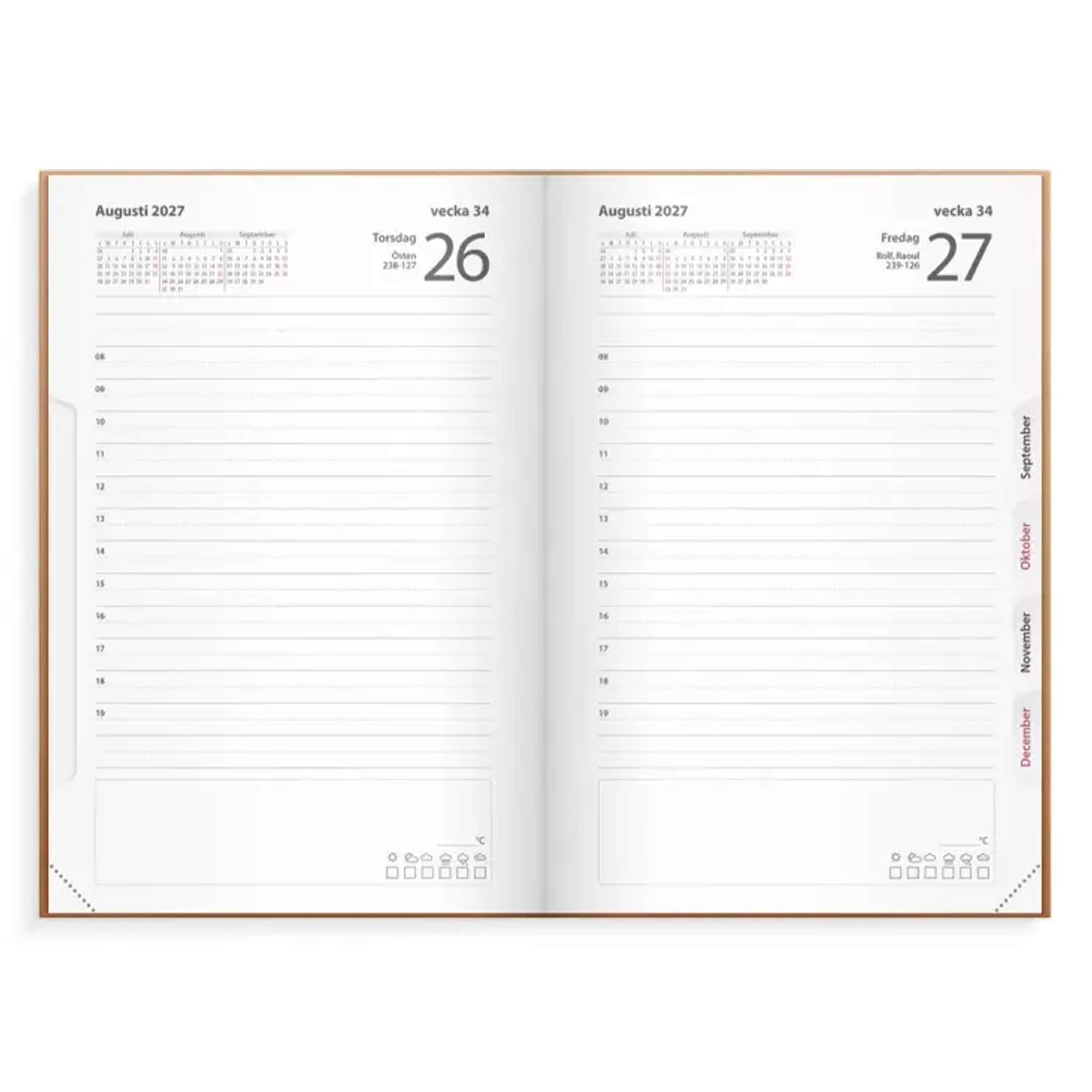 Kalender Dagbok cognac konstläder 2027
