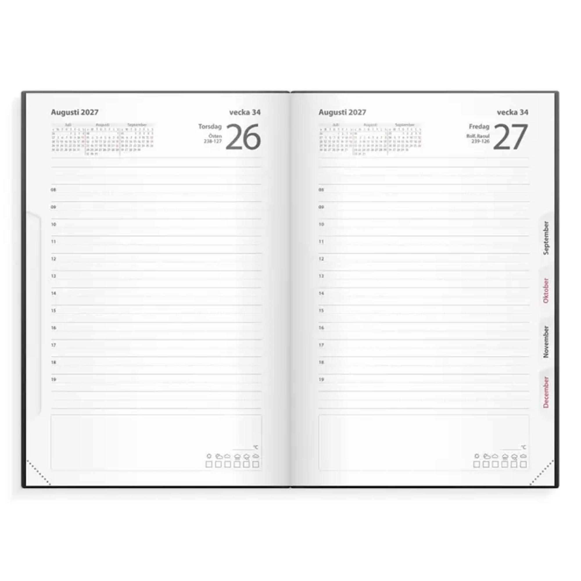 Kalender Dagbok svart konstläder 2027