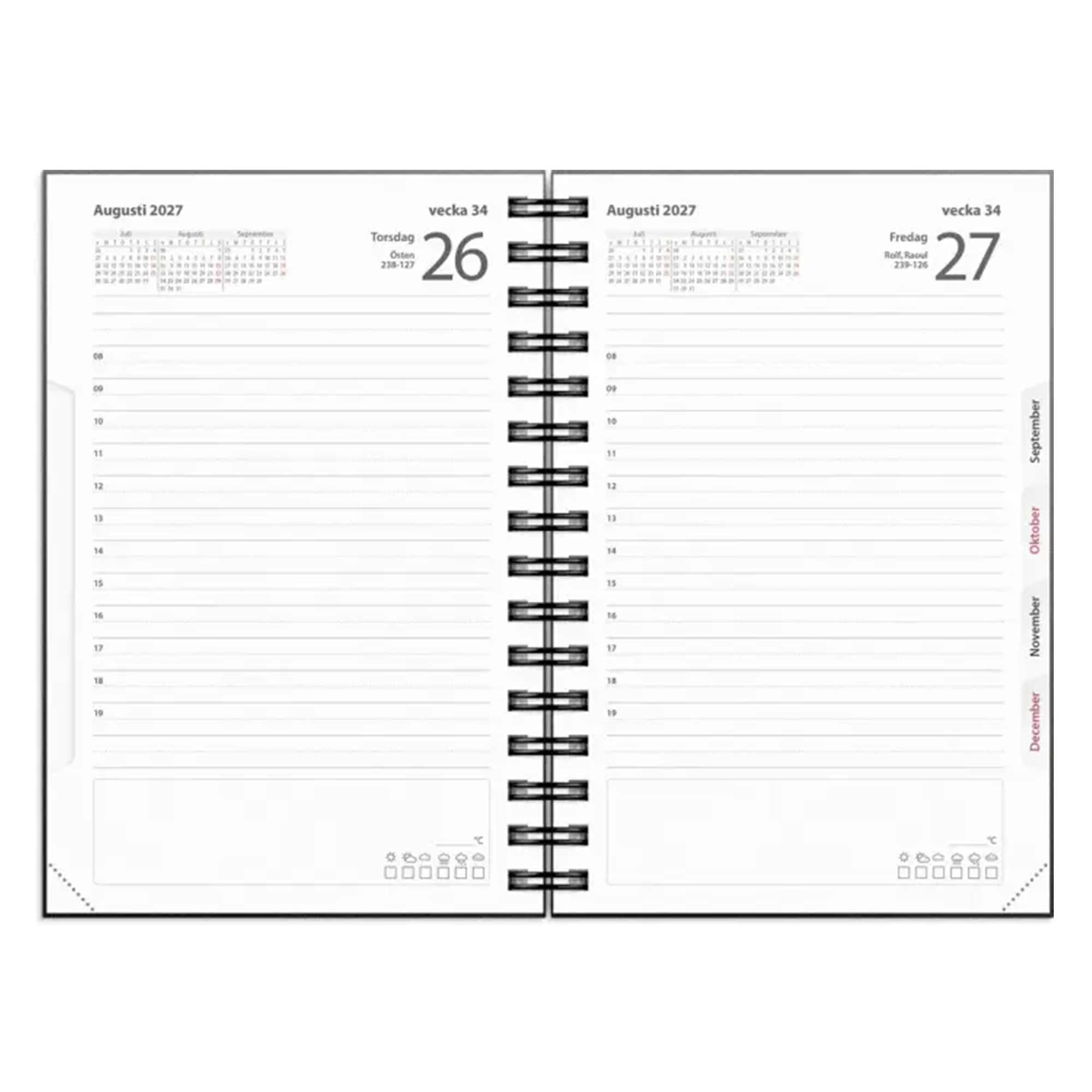 Kalender Dagbok svart plast 2027