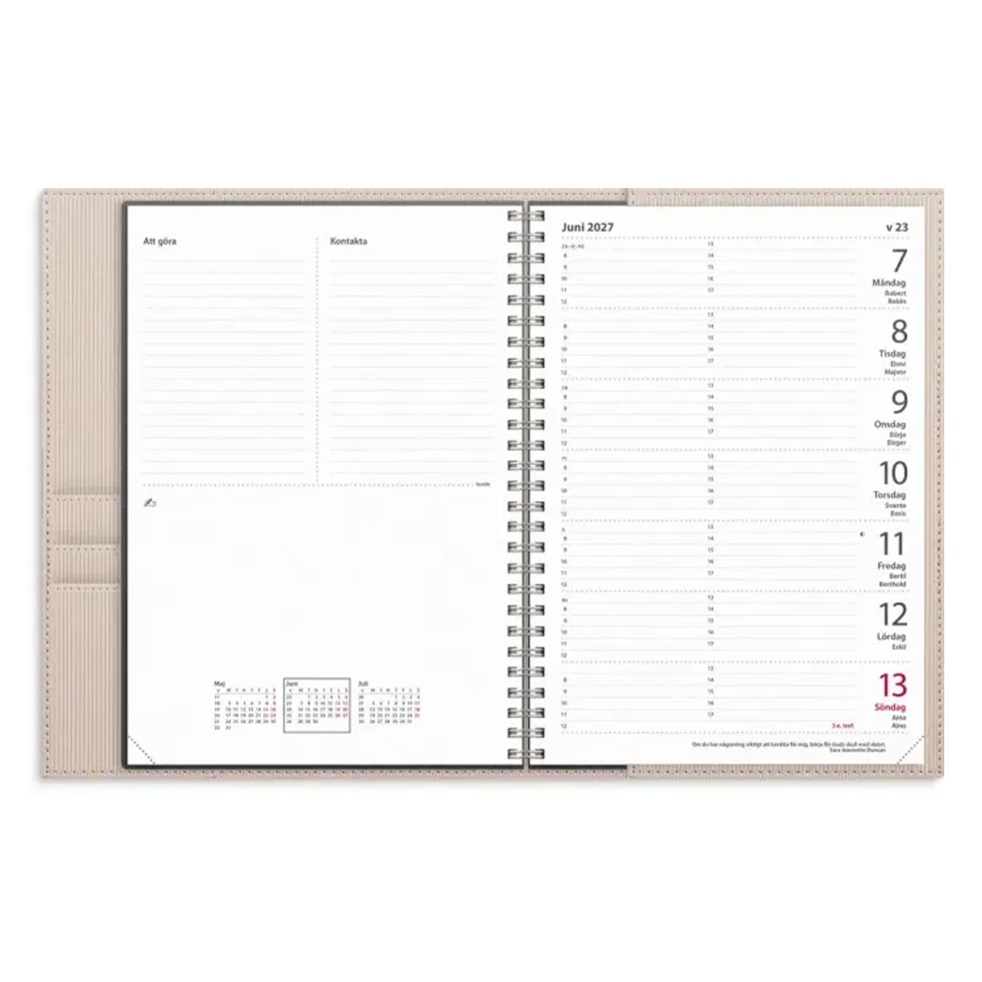 Kalender Diplomat beige konstläder 2027