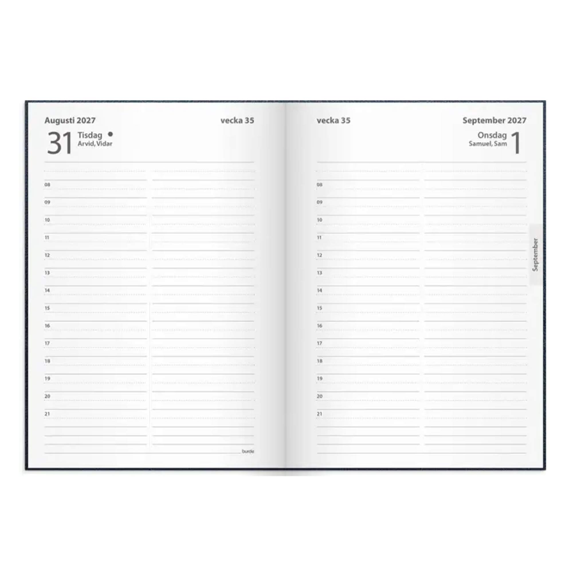 Kalender Liten Dagbok blått konstläder 2027
