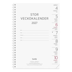 Kalender Stor Veckokalender refill 2027