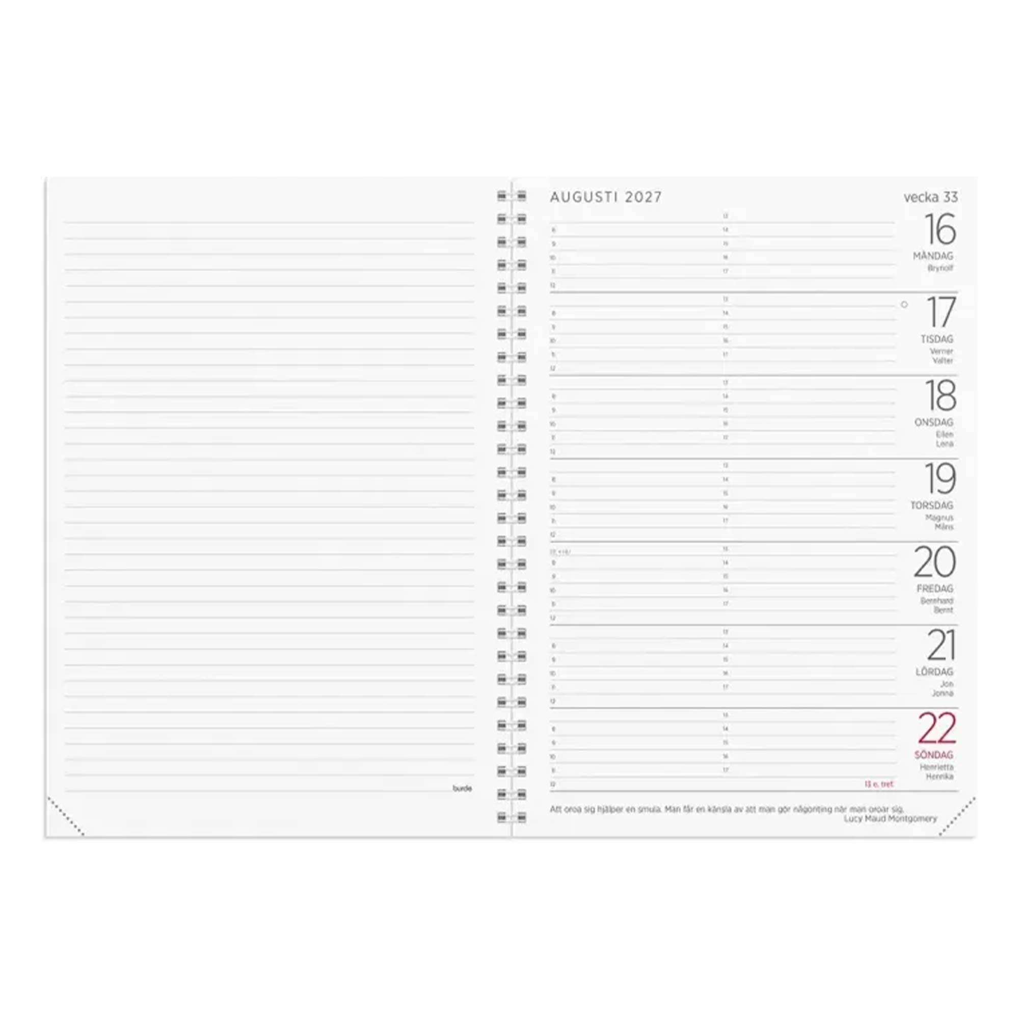 Kalender Stor Veckokalender refill 2027
