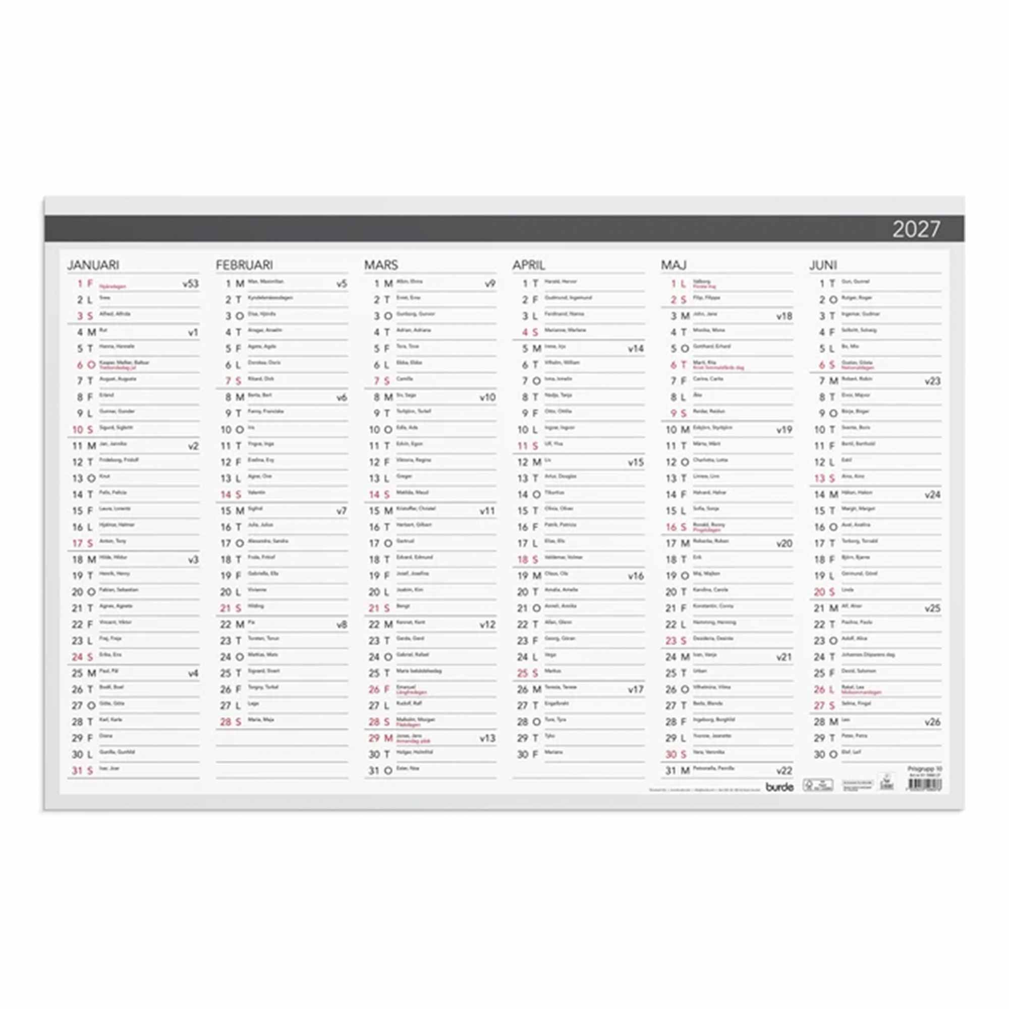 Kalender Väggblad Elegant 600x400 2027 Kalender Väggblad Elegant 600x400 2027