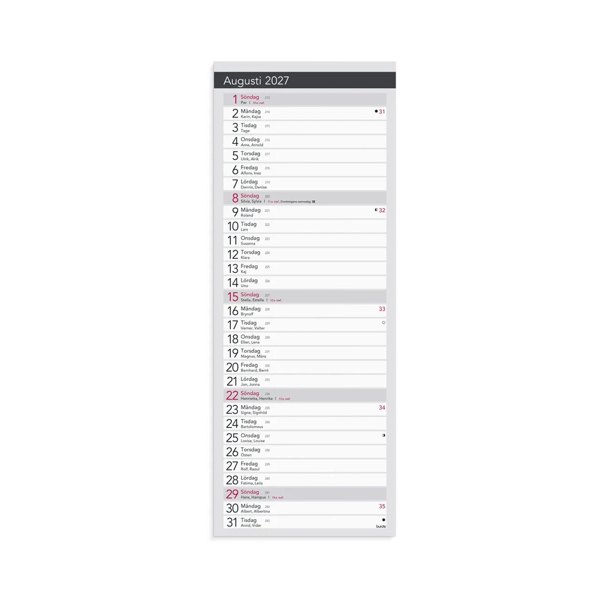 Liten Bordskalender Elegant 2027 Liten Bordskalender Elegant 2027