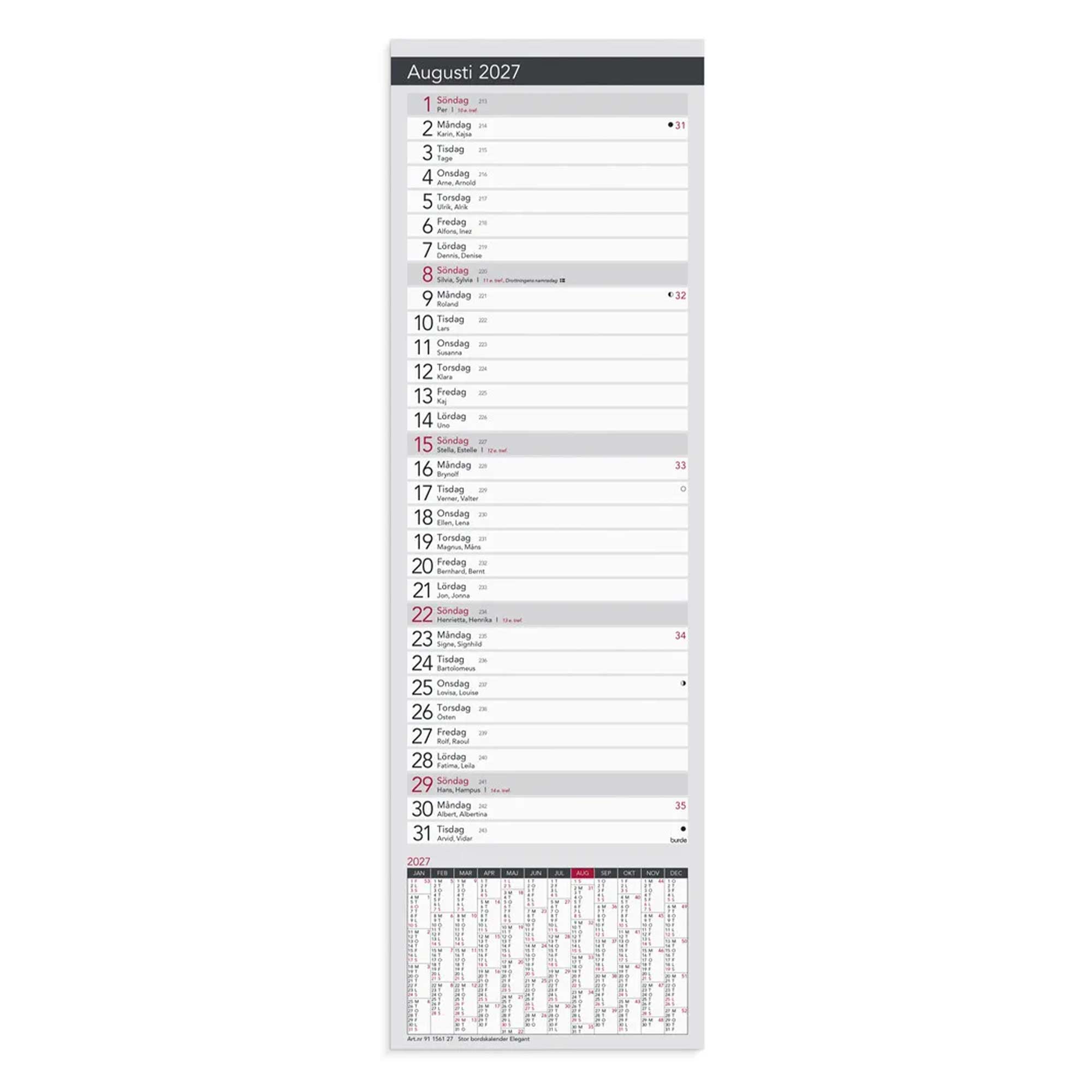 Stor Bordskalender Elegant 2027
