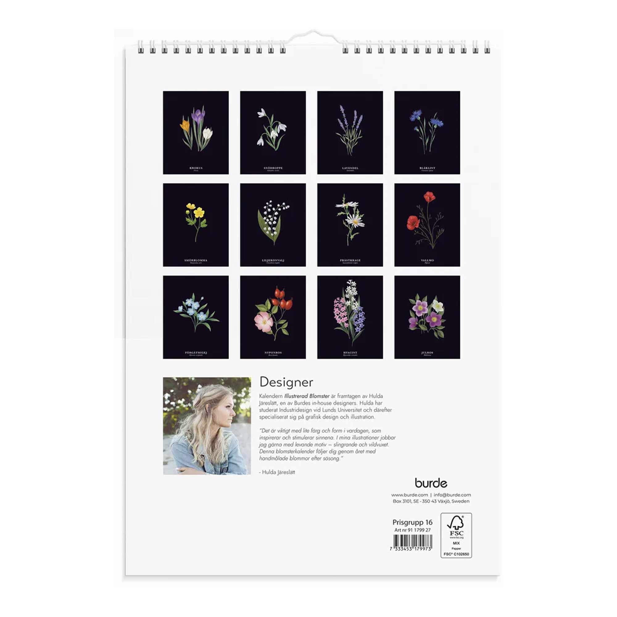 Väggkalender Illustrerad Blomster 2027
