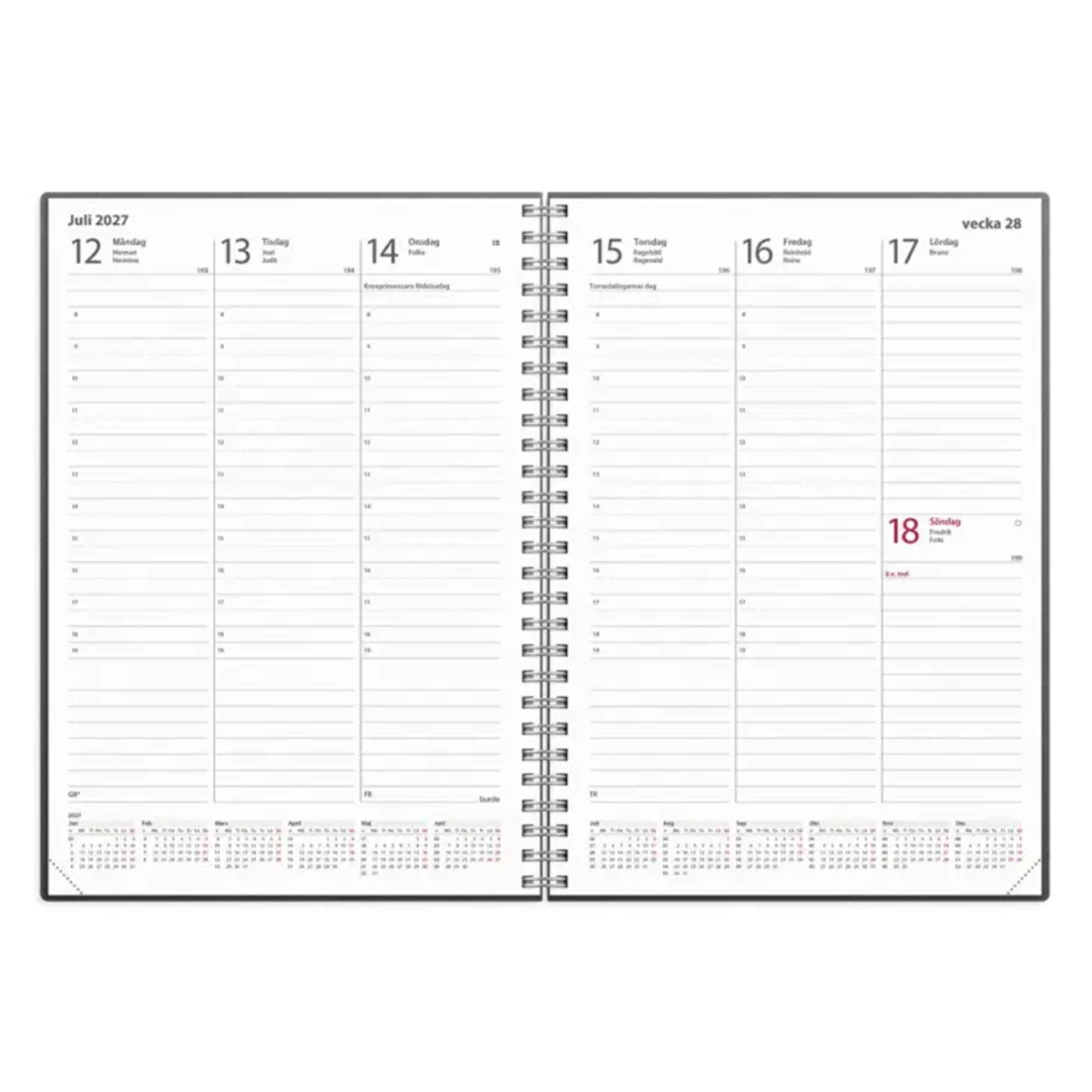 Weekly A5 kalenderrefill 2027