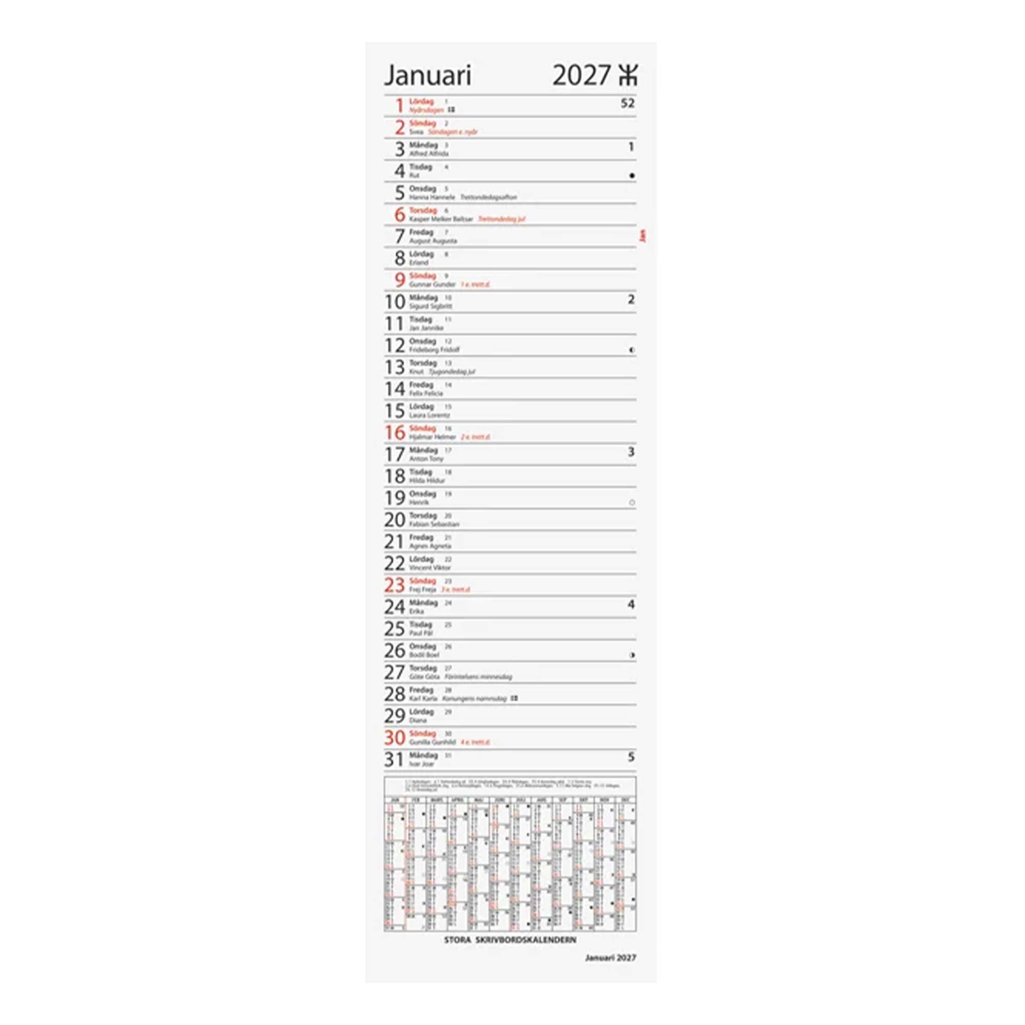 Bordskalender Stora Skrivbord 2027 Bordskalender Stora Skrivbord 2027